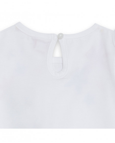 Tee-shirt en jersey fleurs fille blanche enjoy the sun