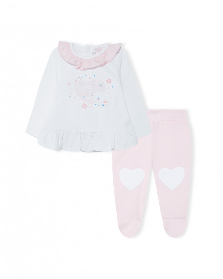 Ensemble en jersey long avec pieds fille rose so cute Ensemble en jersey long avec pieds fille rose so cute