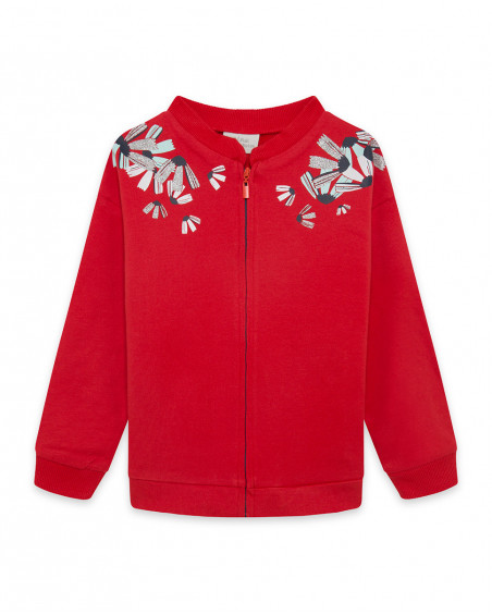 Sweat-shirt en peluche avec fermeture éclair fille rouge sea