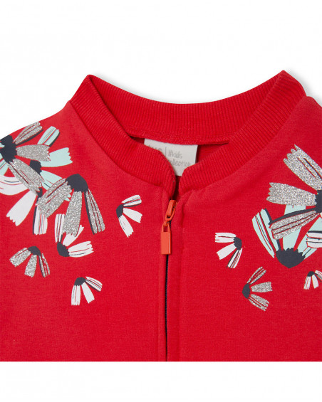 Sweat-shirt en peluche avec fermeture éclair fille rouge sea
