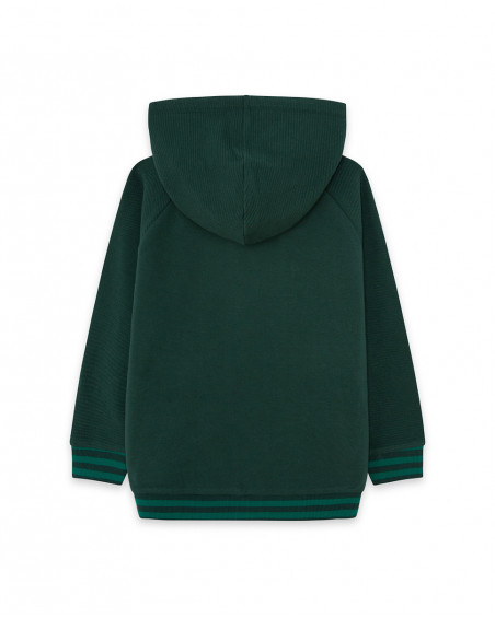 Sweat-shirt en peluche avec fermeture éclair garçon vert jungle
