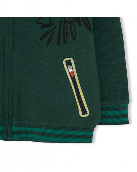 Sweat-shirt en peluche avec fermeture éclair garçon vert jungle