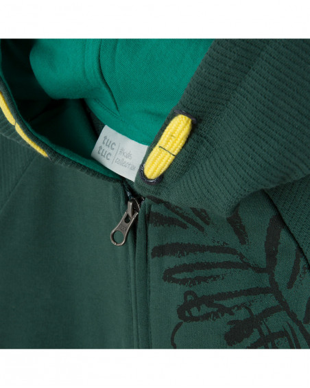 Sweat-shirt en peluche avec fermeture éclair garçon vert jungle