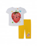 Tee-shirt et legging capri fraise fille jaune fruitty time Tee-shirt et legging capri fraise fille jaune fruitty time