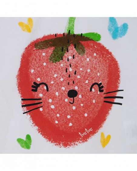 Tee-shirt et legging capri fraise fille jaune fruitty time Tee-shirt et legging capri fraise fille jaune fruitty time