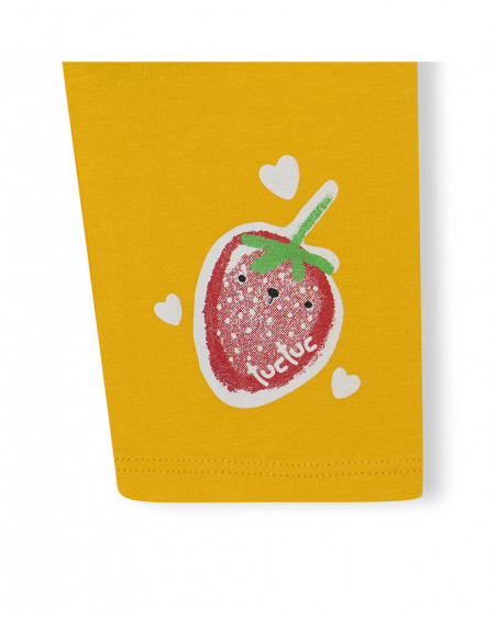 Tee-shirt et legging capri fraise fille jaune fruitty time Tee-shirt et legging capri fraise fille jaune fruitty time