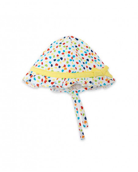 Bonnet en jersey coeurs fille blanche hi! sunshine Bonnet en jersey coeurs fille blanche hi! sunshine