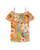 Blouse en popeline volants fille orange summer festival Blouse en popeline volants fille orange summer festival