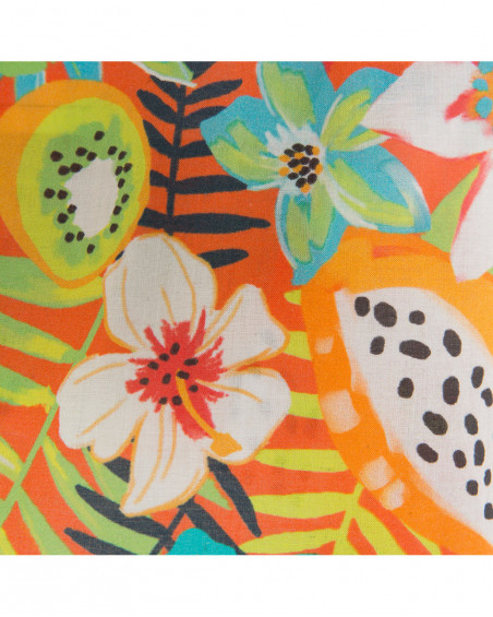 Blouse en popeline volants fille orange summer festival