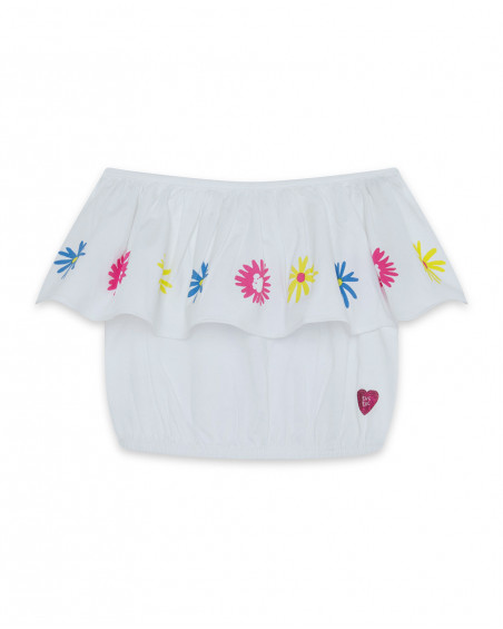 Top en jersey cropped fille blanche ready to bloom