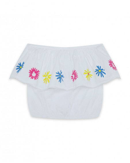 Top en jersey cropped fille blanche ready to bloom