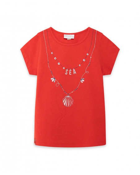Tee-shirt en jersey collier fille rouge sea lovers
