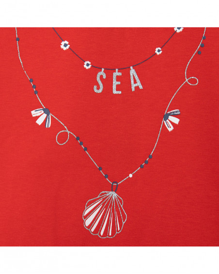 Tee-shirt en jersey collier fille rouge sea lovers