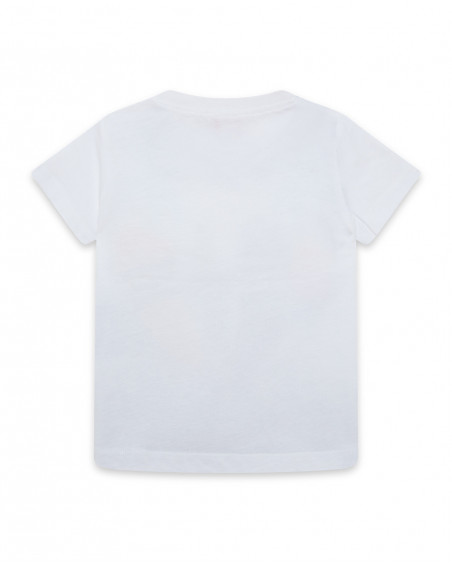 Tee-shirt en jersey imprimée garçon blanche enjoy the sun Tee-shirt en jersey imprimée garçon blanche enjoy the sun