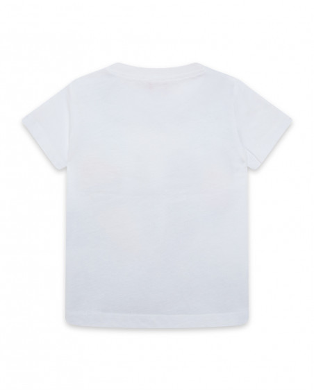 Tee-shirt en jersey imprimée garçon blanche enjoy the sun