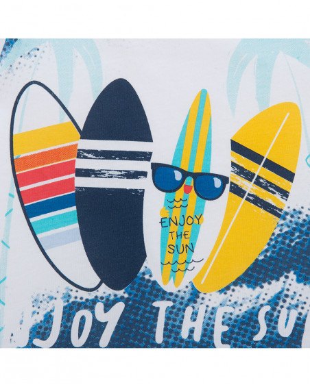 Tee-shirt en jersey imprimée garçon blanche enjoy the sun Tee-shirt en jersey imprimée garçon blanche enjoy the sun