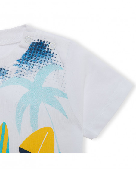 Tee-shirt en jersey imprimée garçon blanche enjoy the sun Tee-shirt en jersey imprimée garçon blanche enjoy the sun