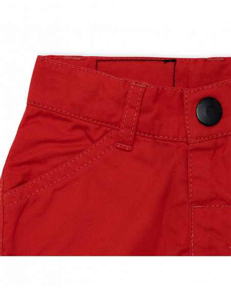 Bermuda en sergé avec poches garçon rouge basicos kids Bermuda en sergé avec poches garçon rouge basicos kids