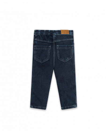 Jeggings en coton molletonné effet denim fille bleu basicos kids