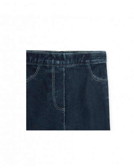 Jeggings en coton molletonné effet denim fille bleu basicos kids