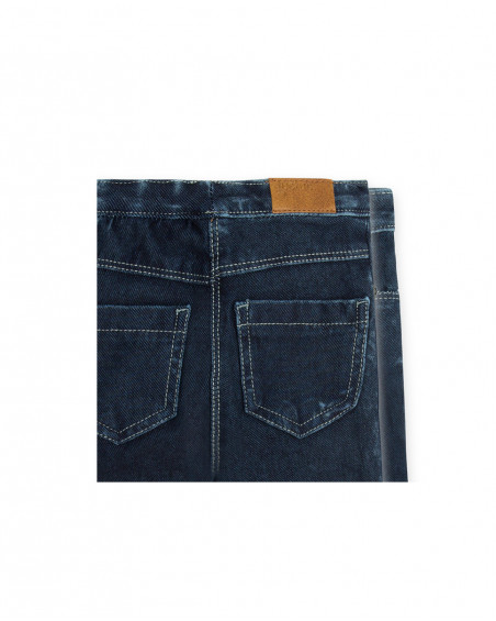 Jeggings en coton molletonné effet denim fille bleu basicos kids
