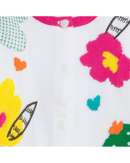 Veste en tricot boutons fille blanche funcactus