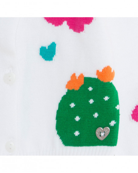 Veste en tricot boutons fille blanche funcactus