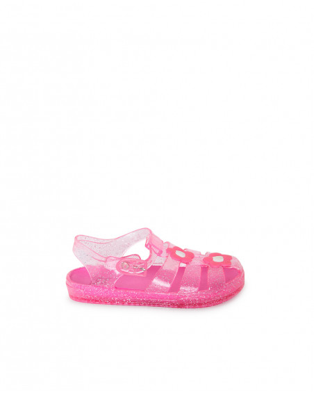 Sandales glitter fille rose tahiti