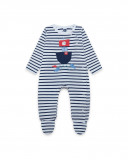 Grenouillère en jersey long avec pieds garçon blanche little Grenouillère en jersey long avec pieds garçon blanche little