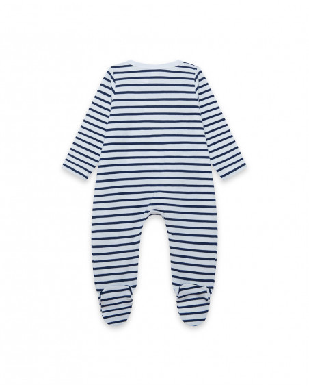 Grenouillère en jersey long avec pieds garçon blanche little Grenouillère en jersey long avec pieds garçon blanche little