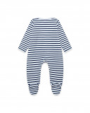 Grenouillère en jersey long avec pieds garçon blanche little Grenouillère en jersey long avec pieds garçon blanche little