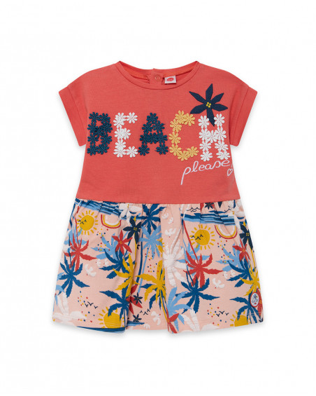 Robe en jersey message fille orange enjoy the sun Robe en jersey message fille orange enjoy the sun