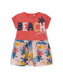 Robe en jersey message fille orange enjoy the sun Robe en jersey message fille orange enjoy the sun
