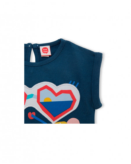 Tee-shirt en jersey imprimée fille bleu enjoy the sun Tee-shirt en jersey imprimée fille bleu enjoy the sun
