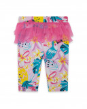 Leggings en jersey et tulle volants fille rose tahiti Leggings en jersey et tulle volants fille rose tahiti