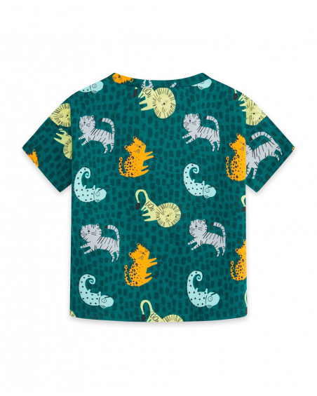 Tee-shirt en jersey imprimée garçon vert in the jungle Tee-shirt en jersey imprimée garçon vert in the jungle