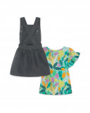 Robe en jeans et tee-shirt imprimée fille gris in the jungle Robe en jeans et tee-shirt imprimée fille gris in the jungle