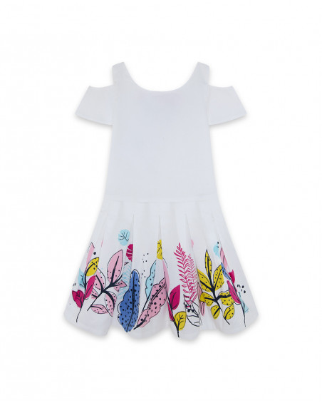 Robe en satin imprimé fille blanche island Robe en satin imprimé fille blanche island