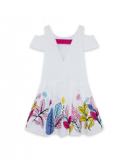 Robe en satin imprimé fille blanche island Robe en satin imprimé fille blanche island