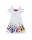 Robe en satin imprimé fille blanche island Robe en satin imprimé fille blanche island