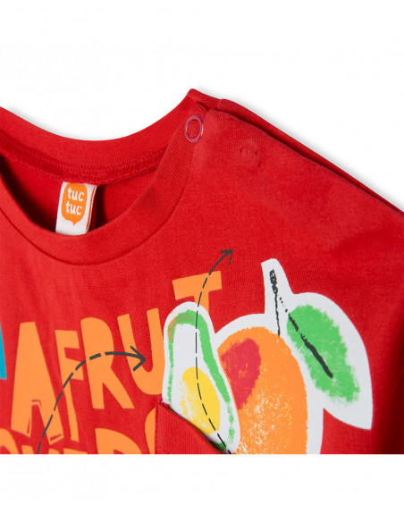 Tee-shirt en jersey poche garçon rouge fruitty time Tee-shirt en jersey poche garçon rouge fruitty time