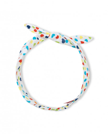 Serre-tête en jersey coeurs fille blanche hi! sunshine Serre-tête en jersey coeurs fille blanche hi! sunshine