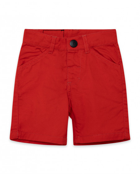 Bermuda en sergé avec poches garçon rouge basicos baby