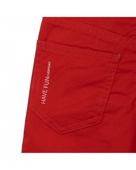 Bermuda en sergé avec poches garçon rouge basicos baby