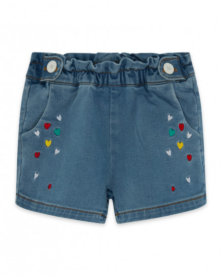 Short en jeans coeurs fille bleu fruitty time Short en jeans coeurs fille bleu fruitty time