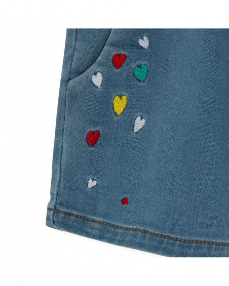 Short en jeans coeurs fille bleu fruitty time Short en jeans coeurs fille bleu fruitty time