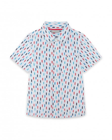Chemise en popeline imprimée garçon blanche surf club