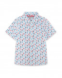 Chemise en popeline imprimée garçon blanche surf club Chemise en popeline imprimée garçon blanche surf club
