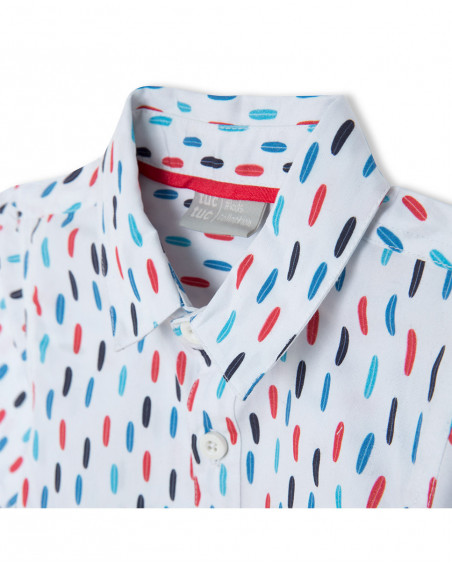 Chemise en popeline imprimée garçon blanche surf club