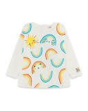 Tee-shirt en jersey manche longue imprimée fille beige smile Tee-shirt en jersey manche longue imprimée fille beige smile